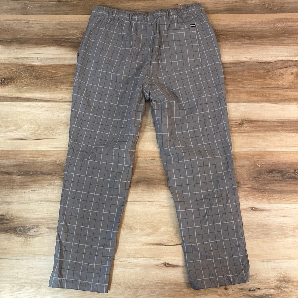BRIXTON Steady Loose Fit Plaid Cargo Pants Mens Large Gray Nylon Blend Belted - Picture 9 of 9